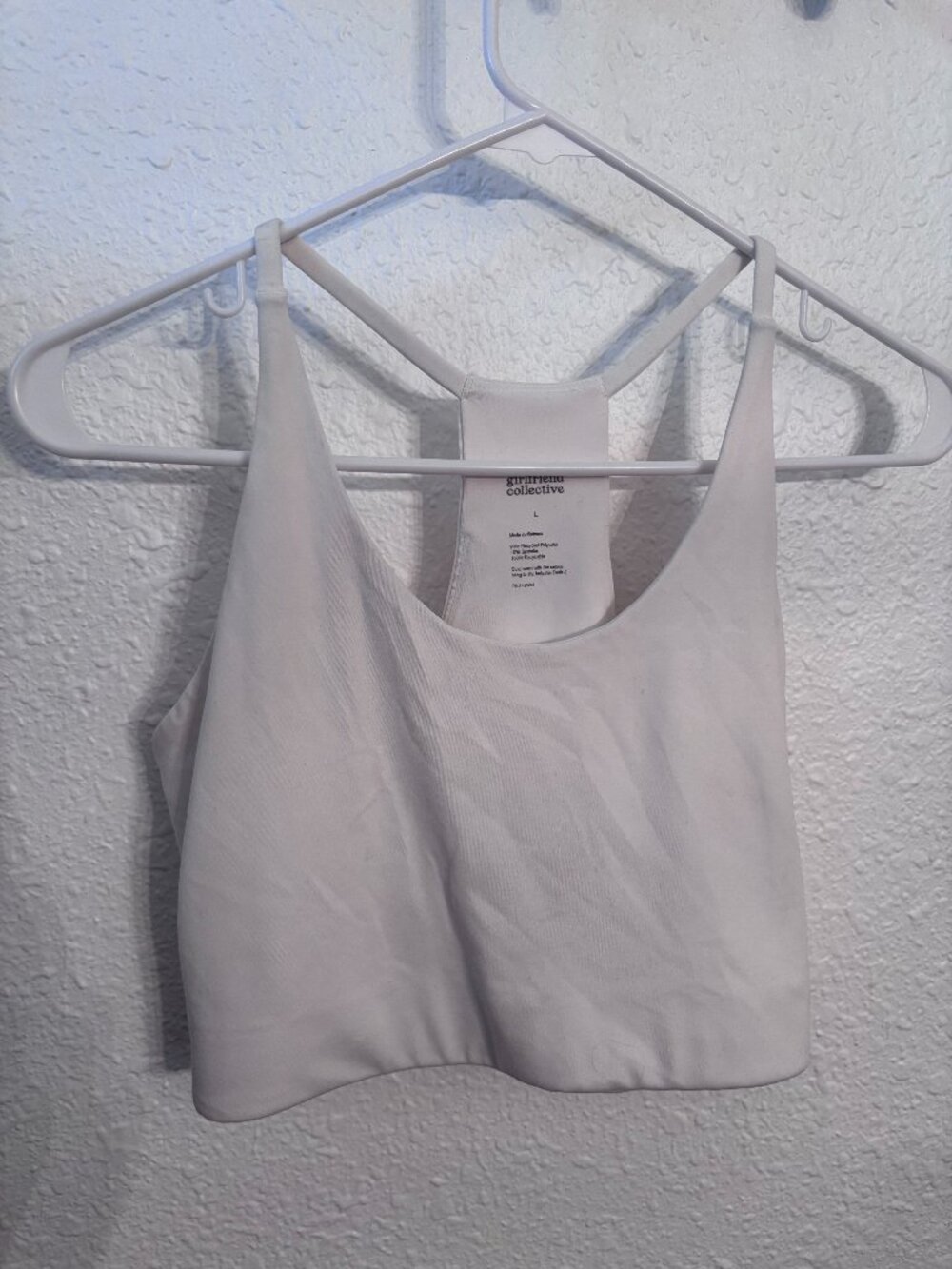 Girlfriend Collective White Racerback Sports Bra L